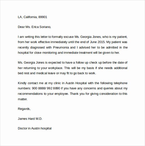 Doctors Note for Work Absence Awesome 12 Leave Of Absence Letters Pdf Word