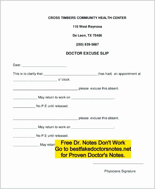 Doctors Note for Work Absence Elegant Fake Doctors Note Excuse Templates for Work &amp; School Pdf