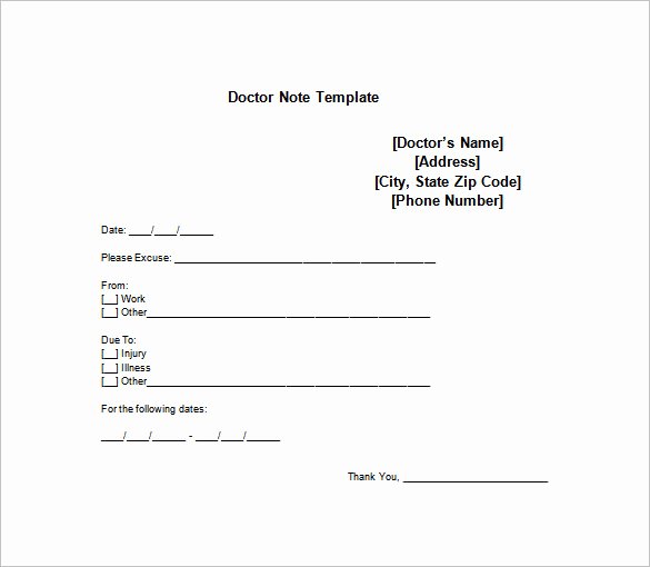 Doctors Note for Work Pdf Awesome Doctor Note Templates for Work 7 Free Sample Example