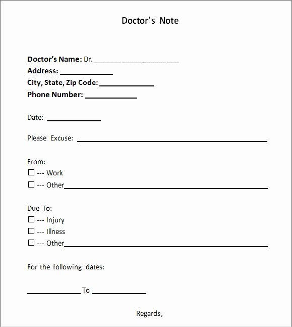 Doctors Note for Work Pdf Inspirational Sample Doctor Note 30 Free Documents In Pdf Word