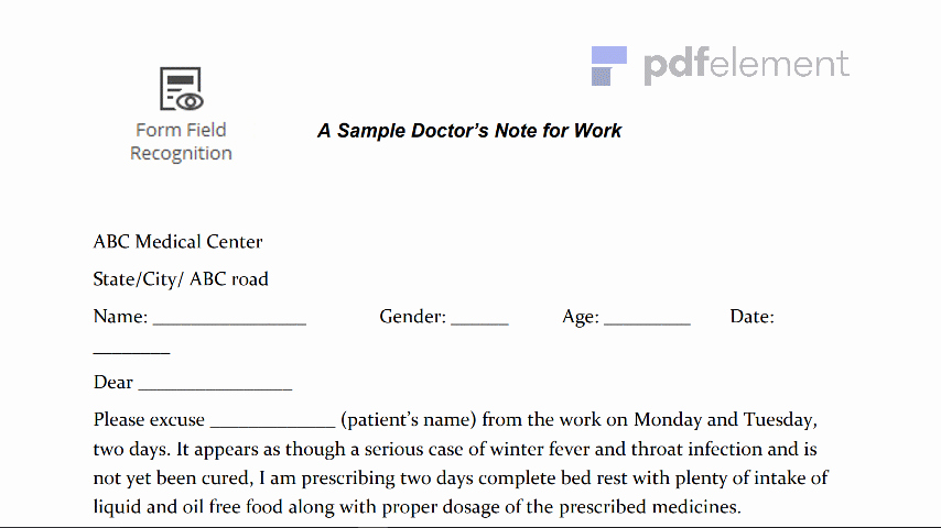 Doctors Note for Work Pdf Unique Doctors Note for Work Template Download Create Fill and