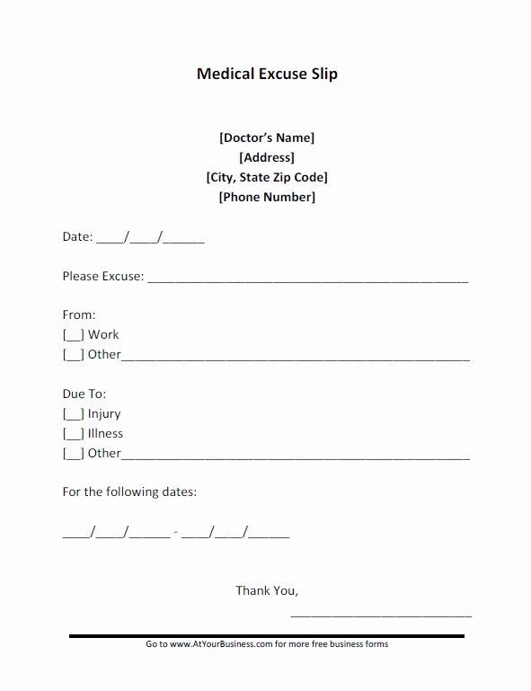 Doctors Note Template Pdf Lovely Free Doctor Note form Tempalte