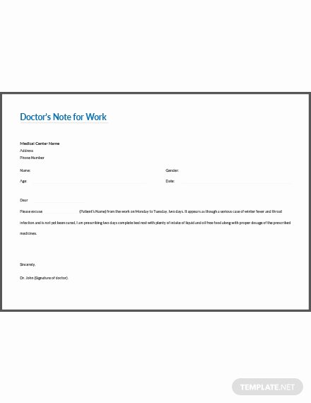Doctors Note Template Pdf New Doctor’s Excuse Note Template Download 53 Notes In Word