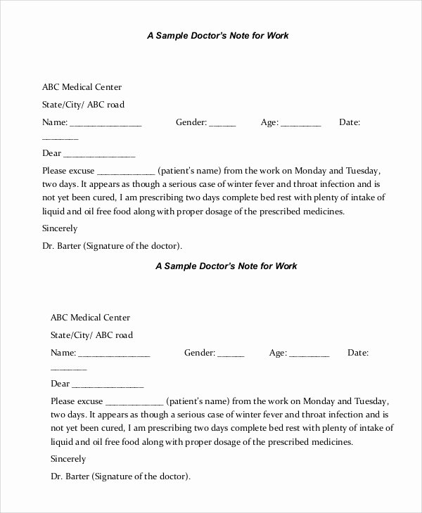 Doctors Notes for Missing Work Beautiful Sample Doctors Note 8 Examples In Pdf Word