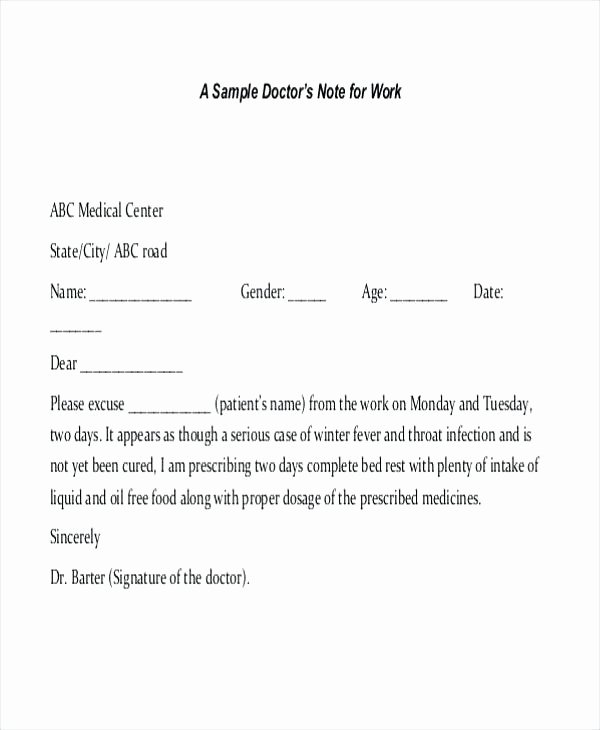 Doctors Notes for Missing Work Fresh Fake Doctors Note Template for Work or School Pdf