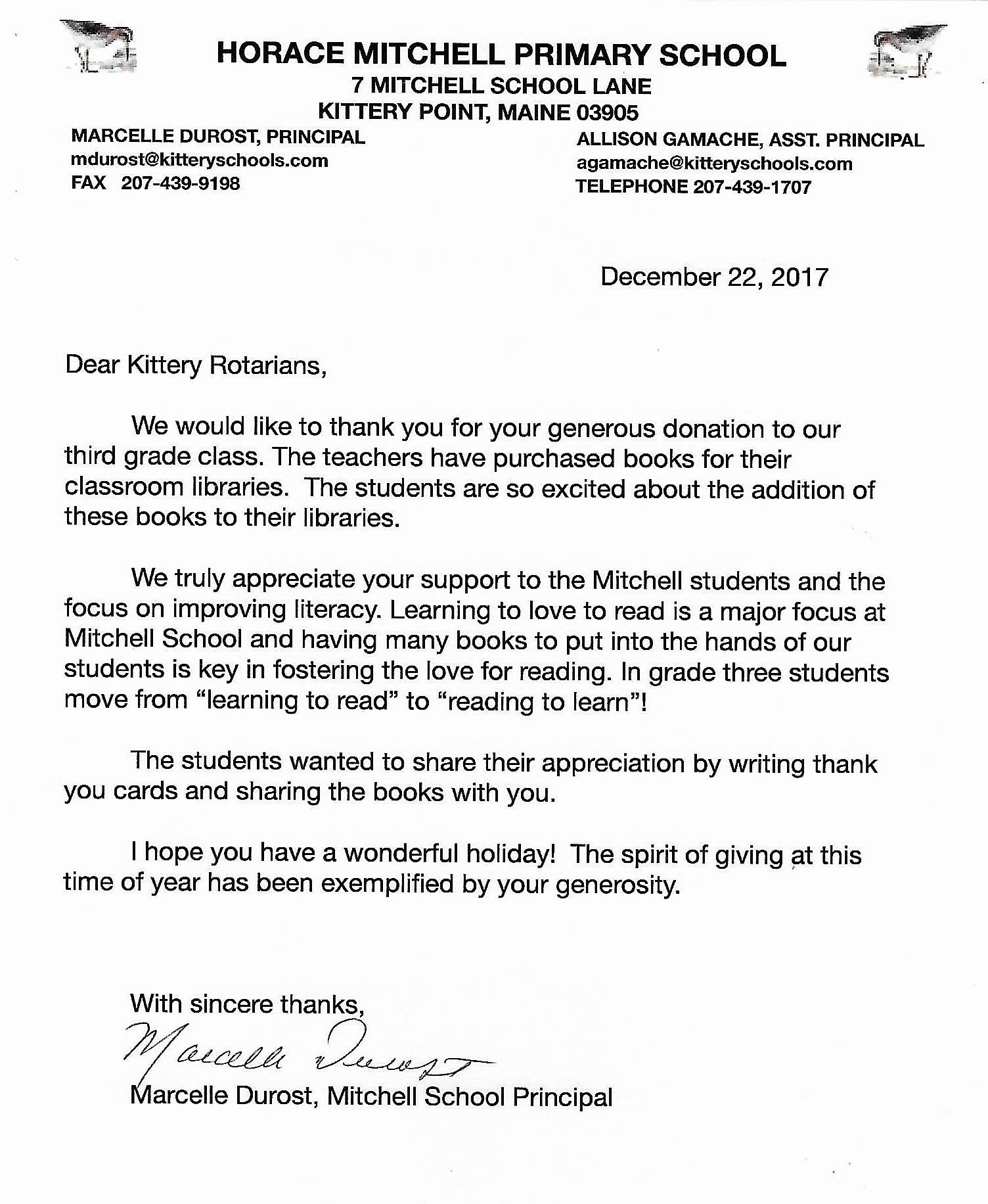 Donor Thank You Letter Lovely Kittery Rotary Donation Thank Yous