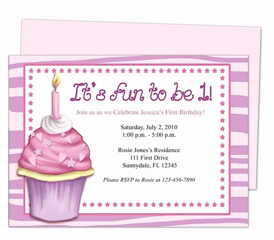 Editable Birthday Invitations Templates Free Elegant Baby S 1st Birthday Cupcake 1st Birthday Invitation