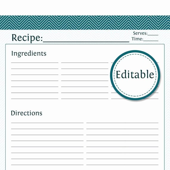 Editable Recipe Card Template Best Of Recipe Card Full Page Editable Printable Pdf by organizelife