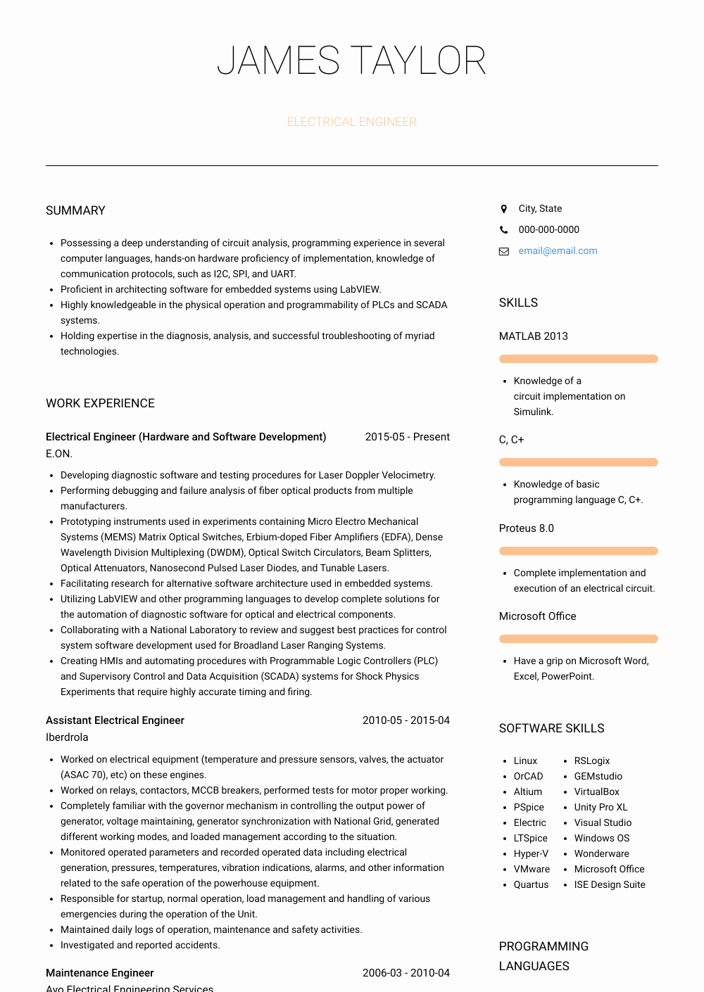 Electrical Engineer Resume Sample Awesome Electrical Engineer Resume Samples &amp; Templates