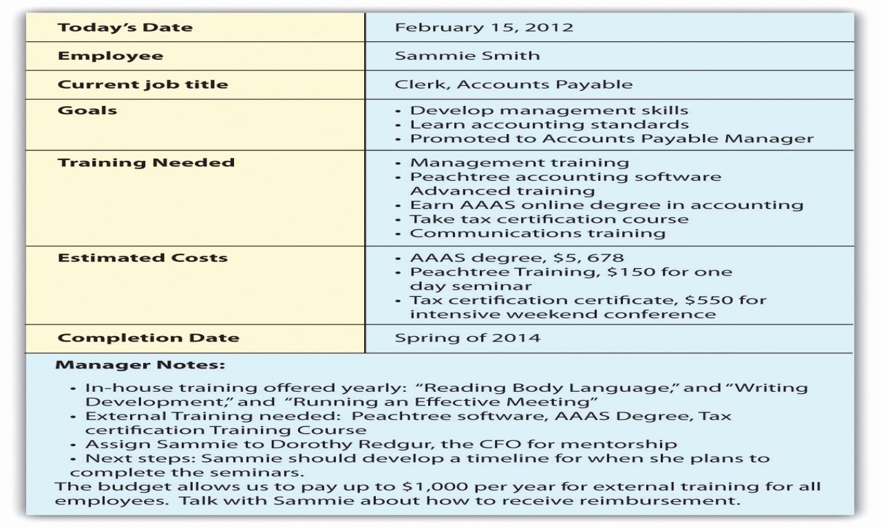 employee development plan examples