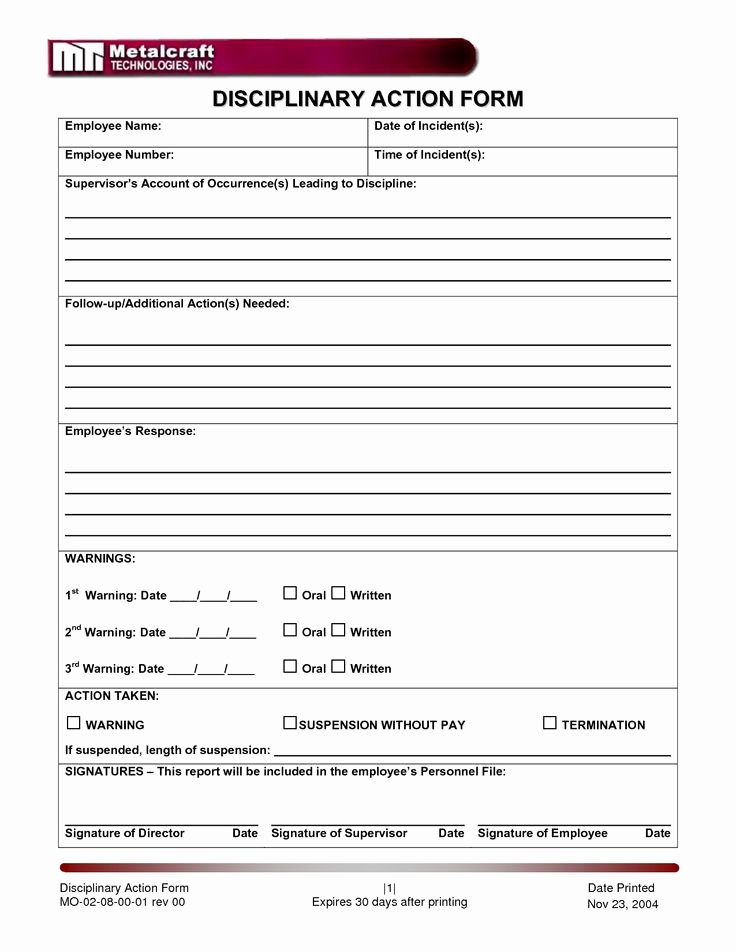 Employee Disciplinary Action form Beautiful 19 Best Images About Employee forms On Pinterest