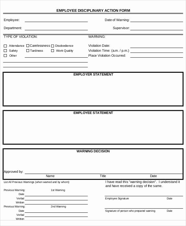 Employee Disciplinary Action form Elegant 39 Sample Action forms In Pdf
