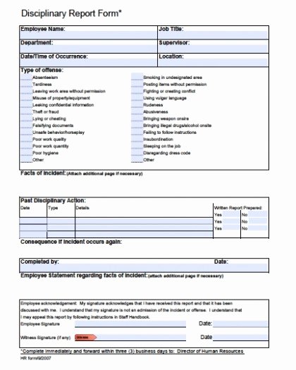 Employee Disciplinary Action form Elegant Download Employee Write Up forms