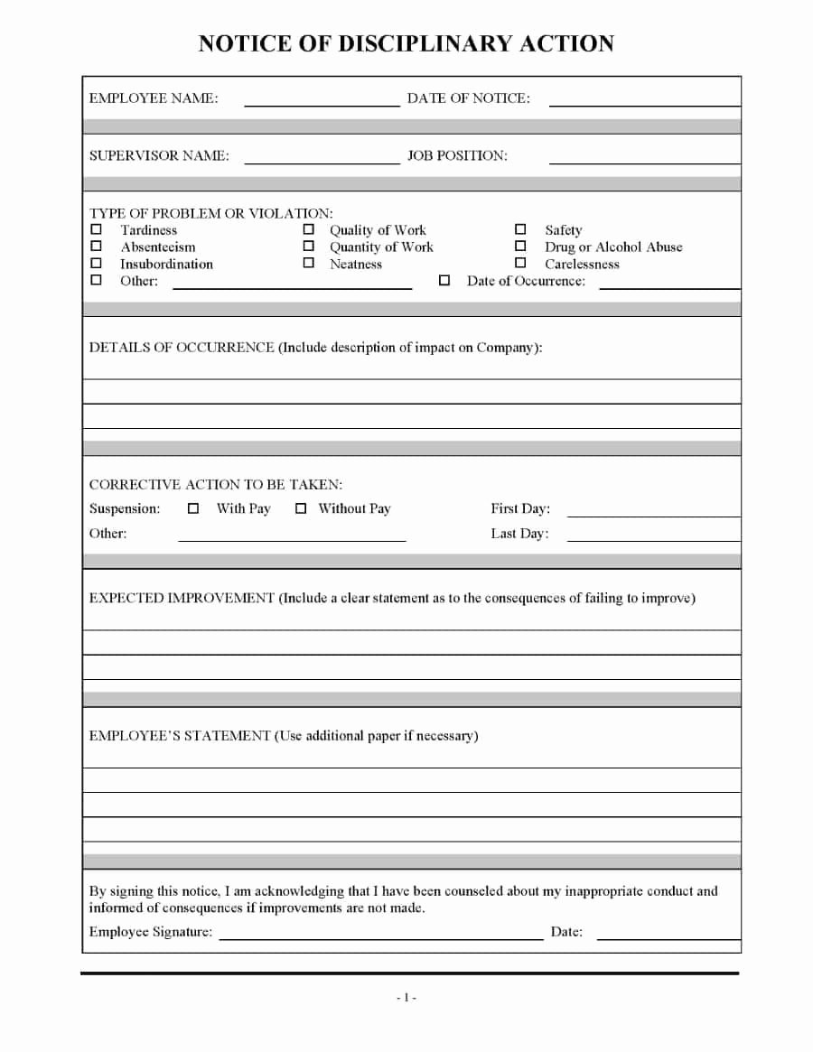 Employee Disciplinary Action form Inspirational 46 Effective Employee Write Up forms [ Disciplinary