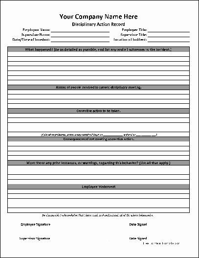 Employee Disciplinary Action form Unique Free Base Disciplinary Action Record From formville