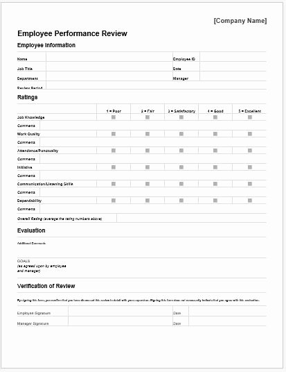 Employee Evaluation form Template Word Beautiful Performance Appraisal forms for Ms Word