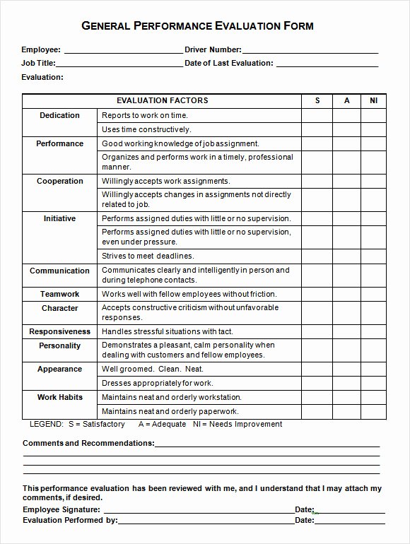 Employee Evaluation form Template Word Beautiful Sample Performance Evaluation form 7 Documents In Pdf Word