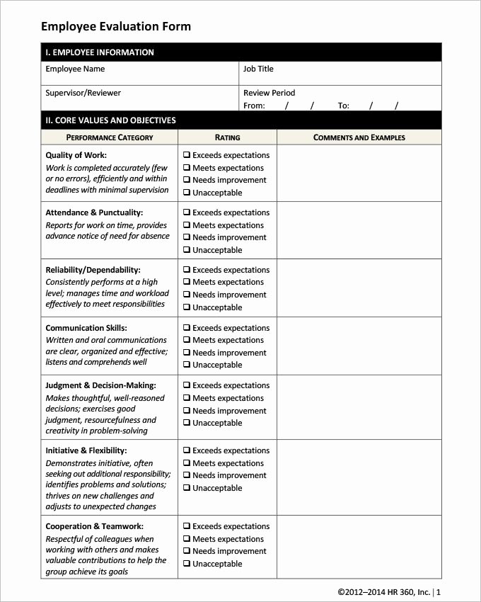 Employee Evaluation form Template Word Best Of 13 Hr Evaluation forms Hr Templates