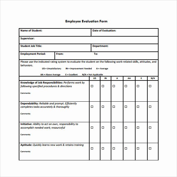 Employee Evaluation form Template Word Best Of Employee Evaluation form 21 Download Free Documents In Pdf