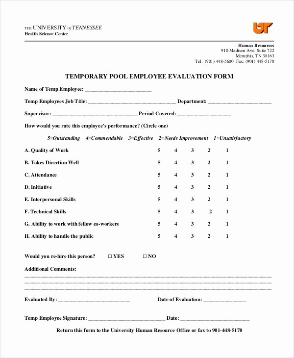 Employee Evaluation form Template Word Fresh Employee Evaluation form Example 13 Free Word Pdf