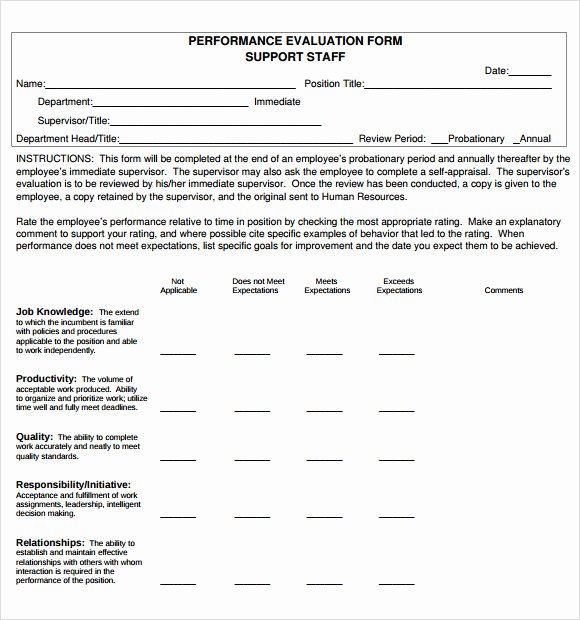 Employee Evaluation form Template Word Inspirational Free 7 Performance Evaluation In Samples Templates Examples