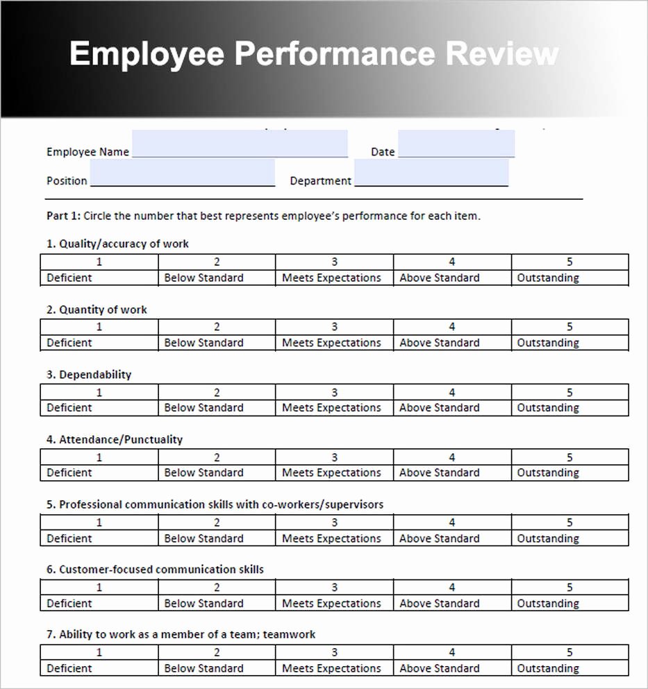 Employee Evaluation form Template Word Luxury Employee Review Template