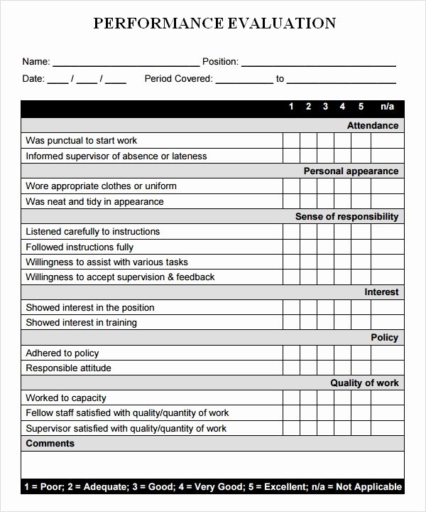 Employee Evaluation form Template Word New Performance Evaluation 6 Free Download for Word Pdf
