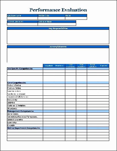 Employee Performance Evaluation format Beautiful Employee Performance Evaluation form Pdf