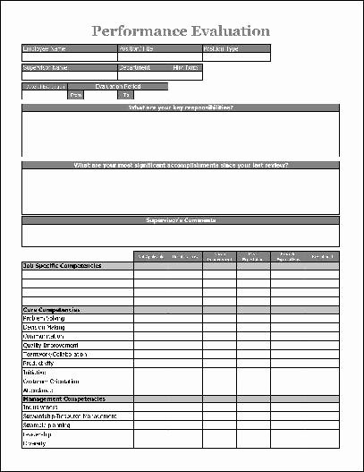 Employee Performance Evaluation format New Employee Performance Evaluation form Pdf