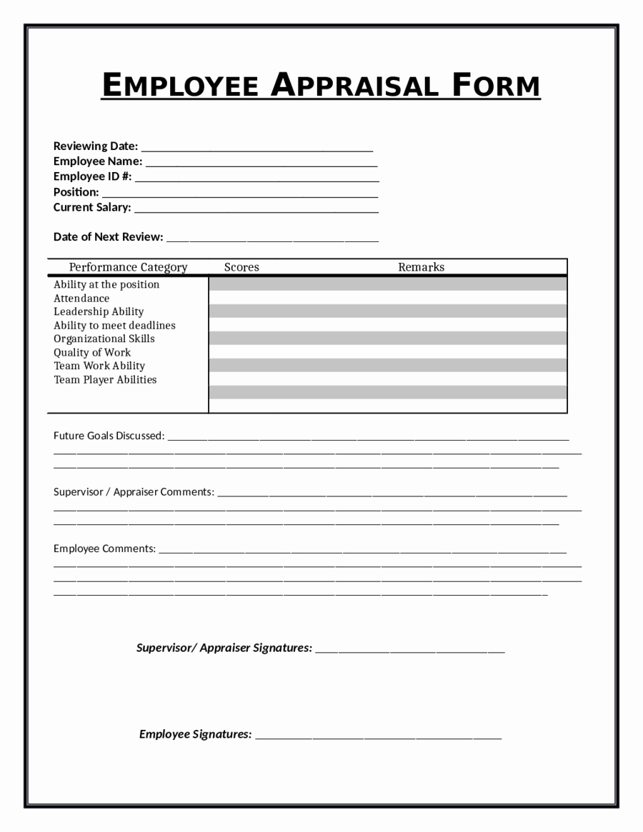 Employee Performance Evaluation format Unique 2019 Employee Evaluation form Fillable Printable Pdf