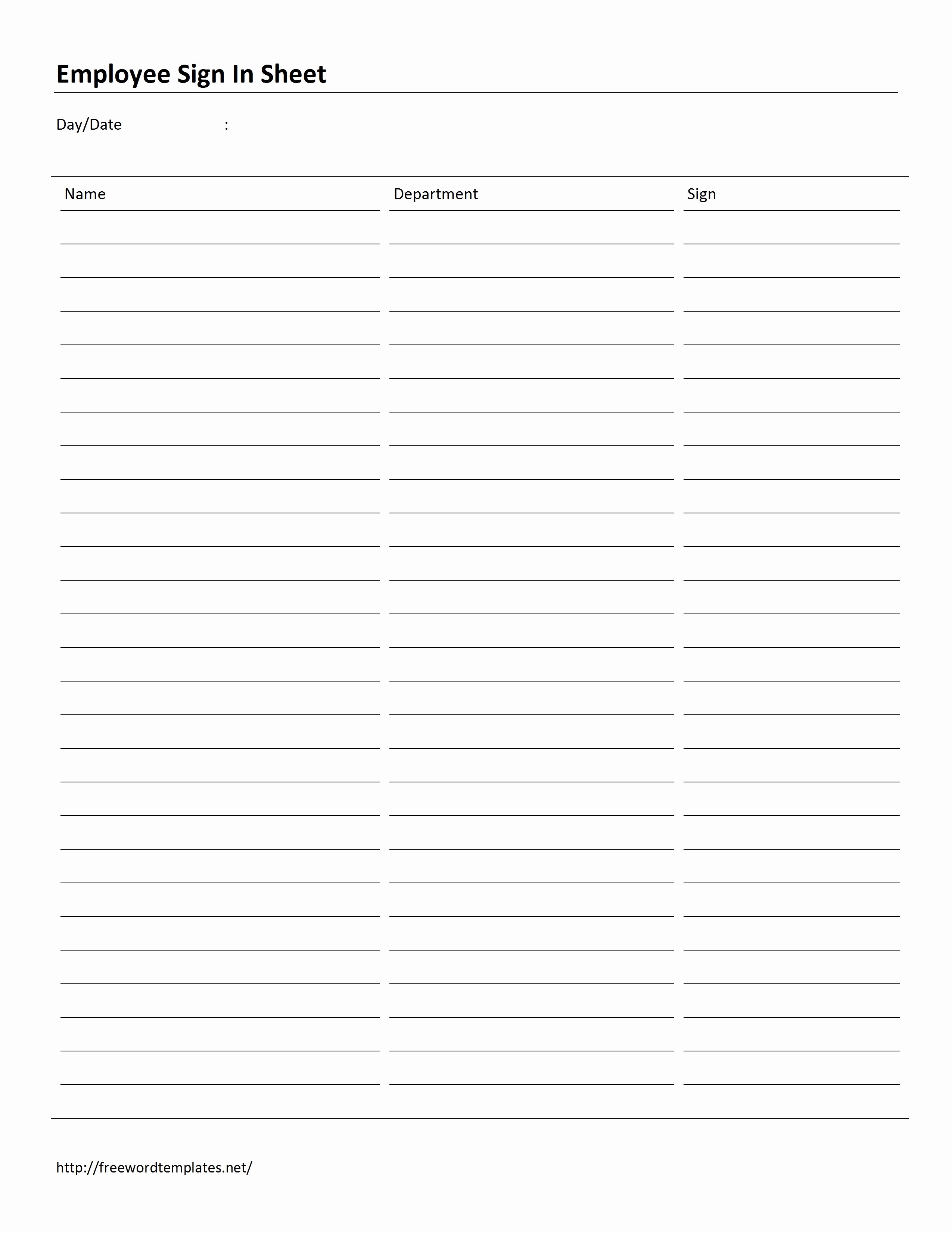 Employee Sign In Sheets Fresh Employee attendance Sign In Sheet Template