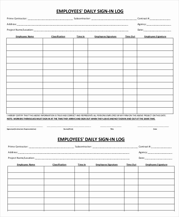 Employee Sign In Sheets Inspirational Employee Sign In Sheets 10 Free Word Pdf Excel