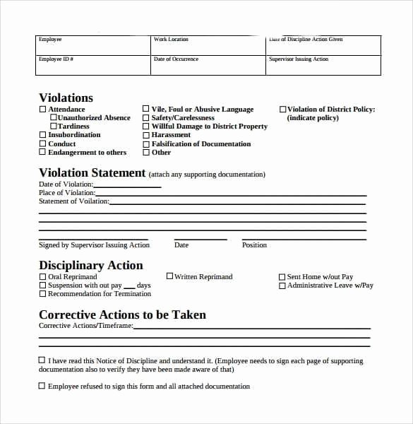 Employee Write Up Templates Awesome Employee Write Up form 5 Templates