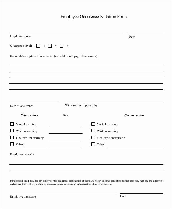 Employee Write Up Templates Inspirational Employee Write Up form 6 Free Word Pdf Documents
