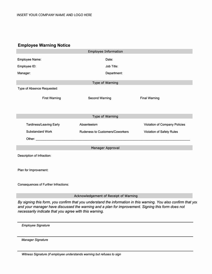 Employee Written Warning Template Free Awesome 19 Best Employee forms Images On Pinterest