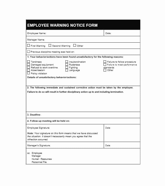 Employee Written Warning Template Free Beautiful Employee Warning Notice – Business form Letter Template