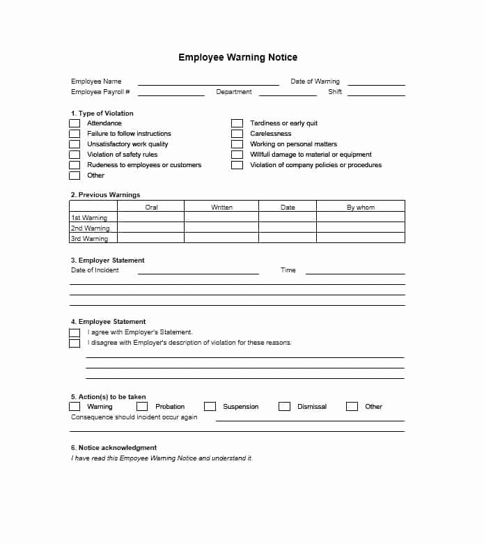 Employee Written Warning Template Free Luxury Employee Warning Notice – Business form Letter Template