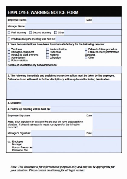 Employee Written Warning Template Free Unique Download Employee Write Up forms