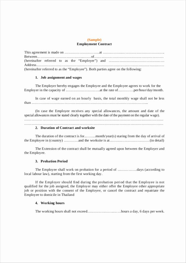 Employment Contract Template Word Awesome 22 Employee Contract Templates Docs Word