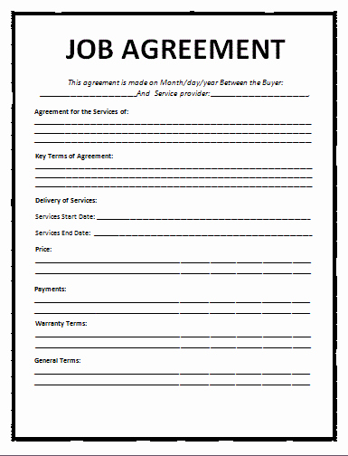 Employment Contract Template Word Beautiful Job Agreement Template