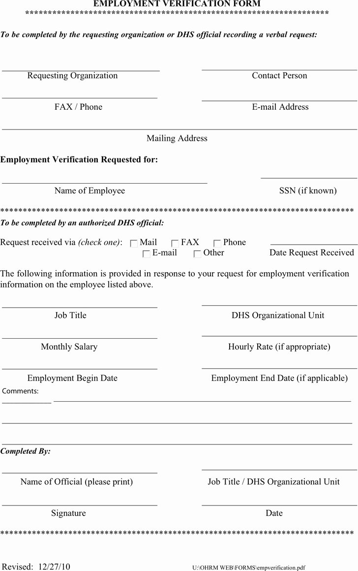Employment Verification form Template Elegant 4 Employment Verification form Free Download