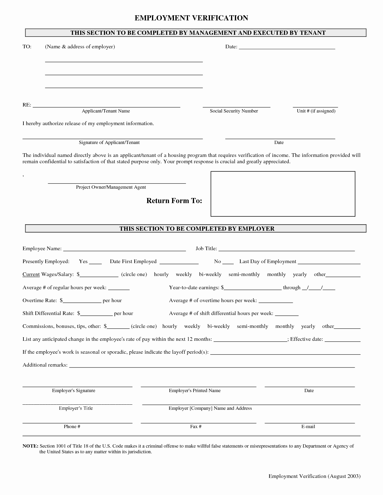 Employment Verification form Template Unique Free Printable Verification Employment form