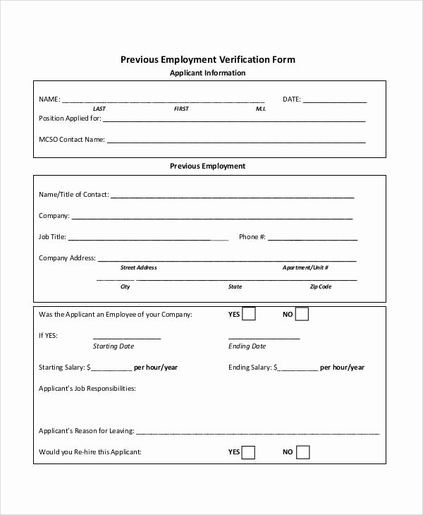 Employment Verification form Template Unique Verification form