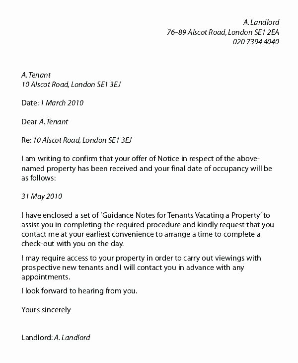 End Of Lease Letter Luxury End Tenancy Letter From Tenant to Landlord Uk