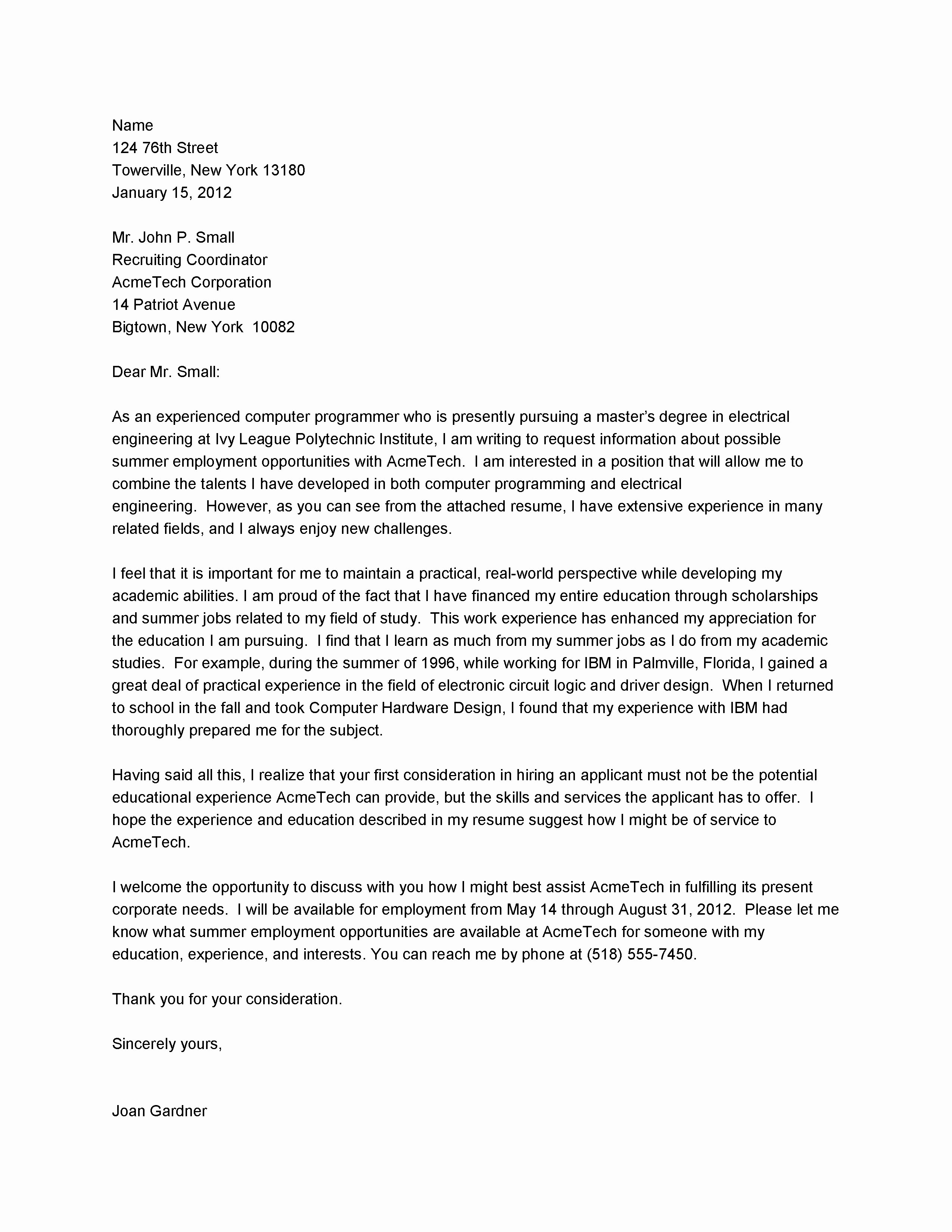 Engineering Internship Cover Letter New Example Cover Letter for Electrical Engineer