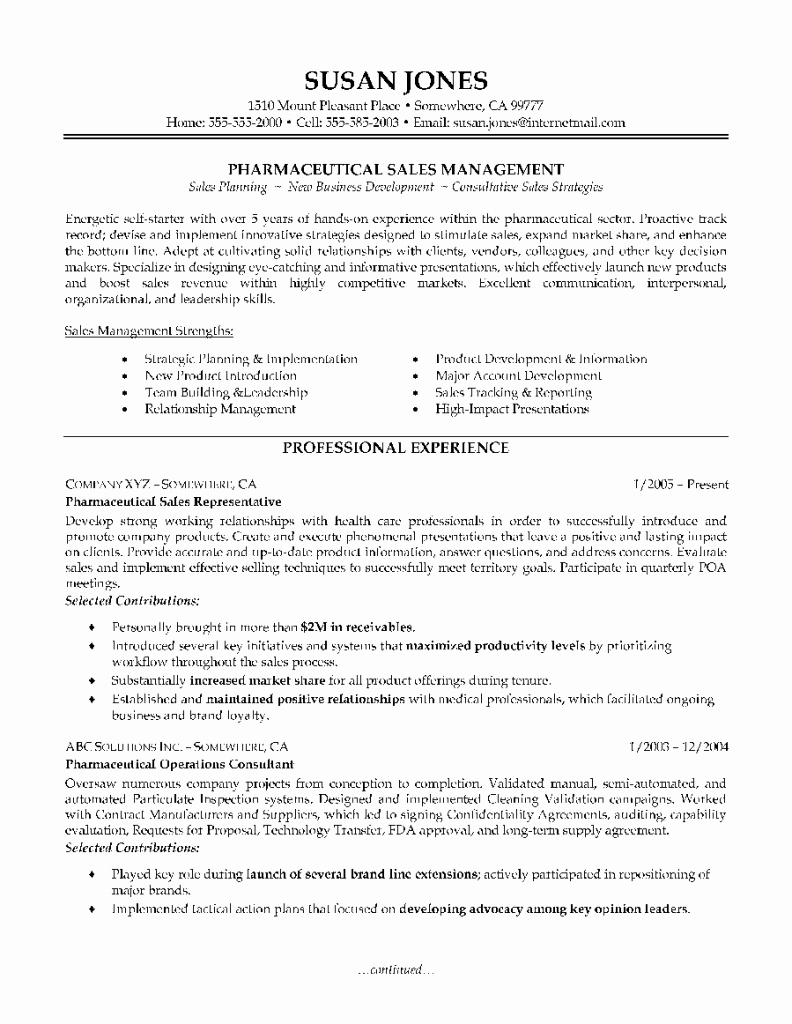 Entry Level Sales Resume Best Of Pharmaceutical Sales Resume Entry Level – Printable Month