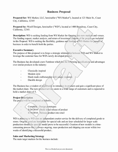 Examples Of Business Proposals Fresh Free Printable Business Proposal form Generic