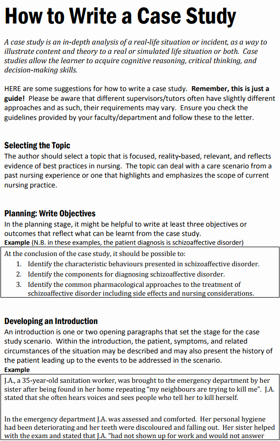 how to write case study research