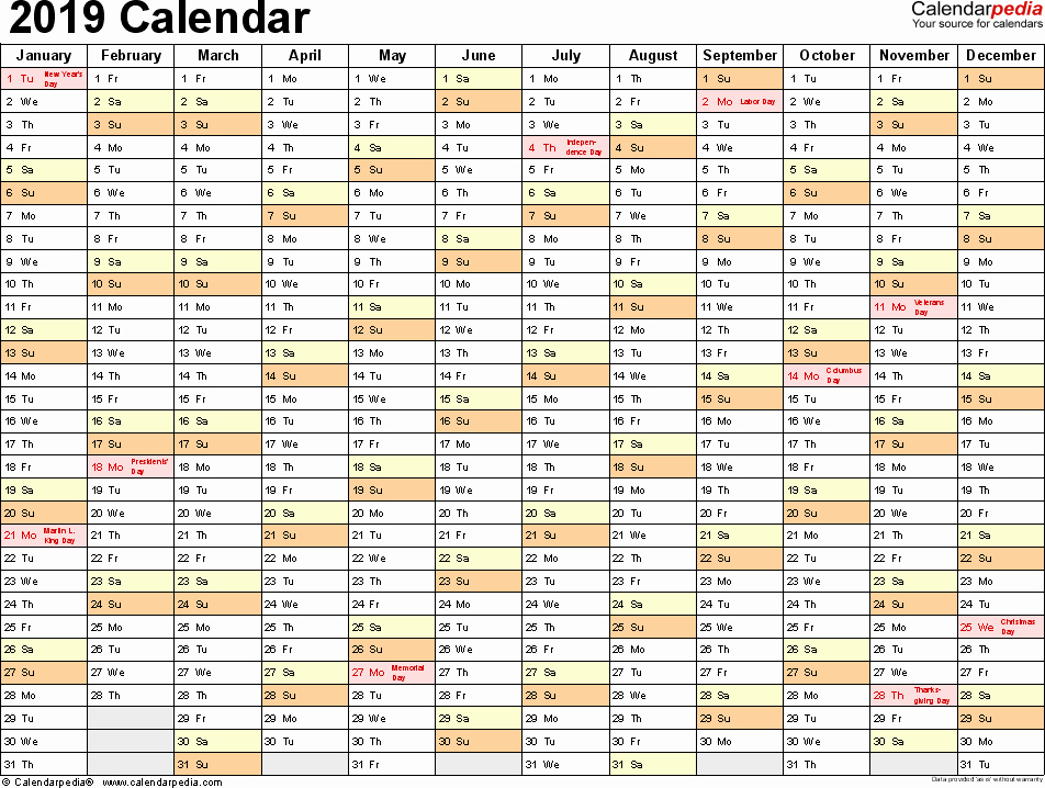 Excel Calendar 2019 Template Unique 2019 Calendar Download 18 Free Printable Excel Templates