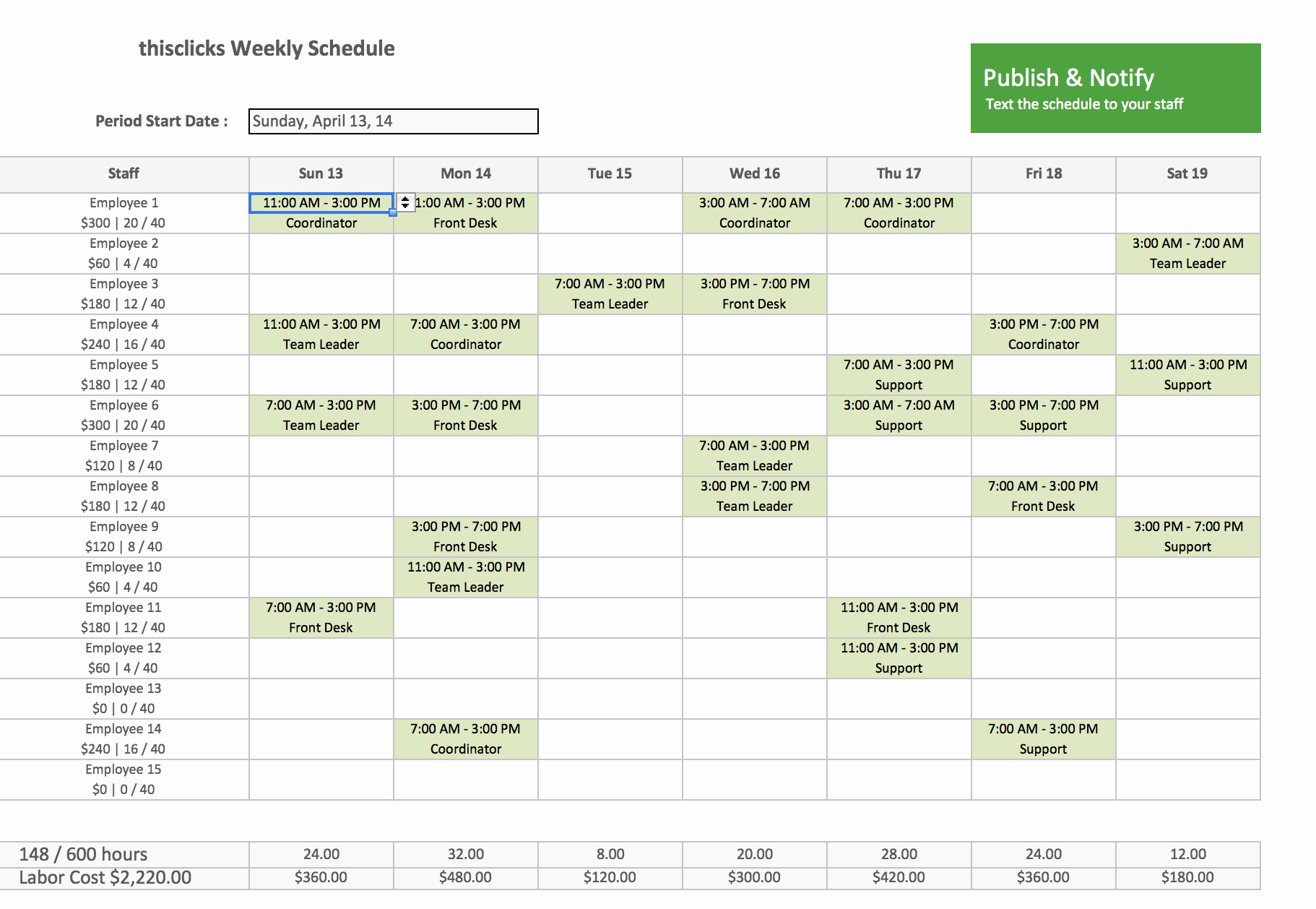 Excel Employee Schedule Template Awesome Free Excel Template for Employee Scheduling